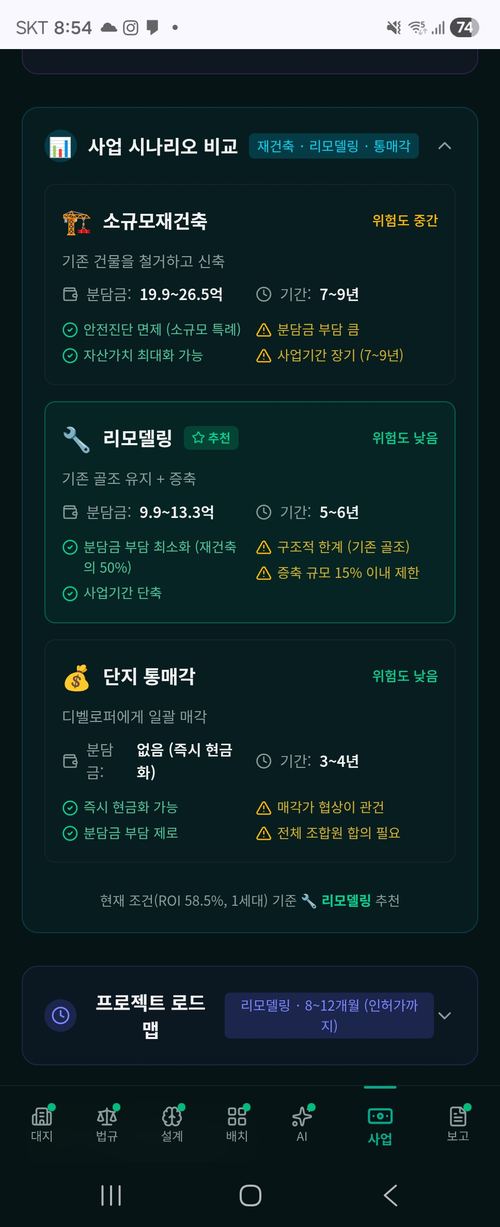 사업 시나리오 비교